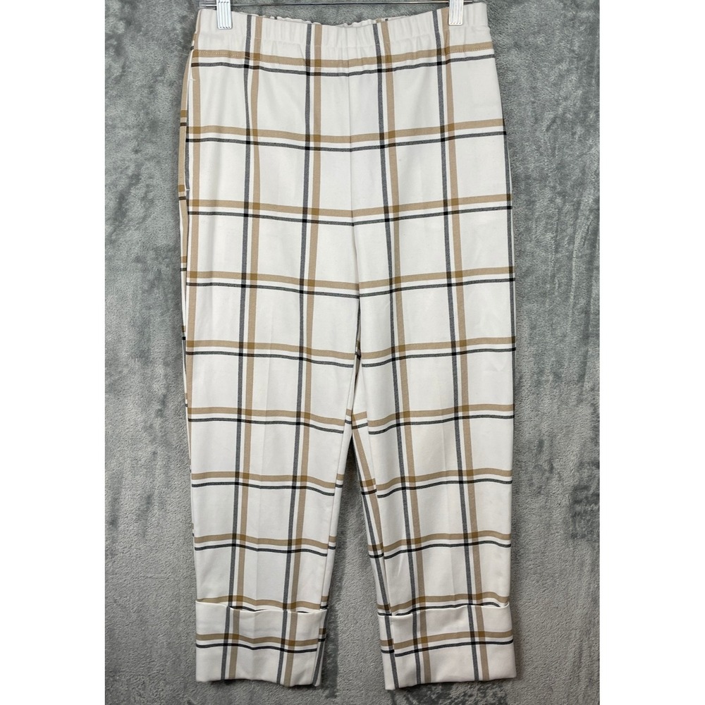 Zara Pants Womens Small Multicolor Plaid High Waist Straight Leg Academia Preppy